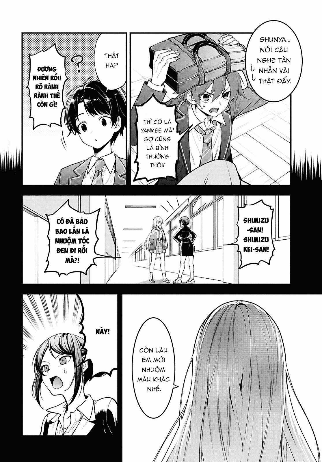 Cô nàng Yankee Shimizu-san bàn bên đã nhuộm tóc đen mất rồi Chapter 1 trang 3