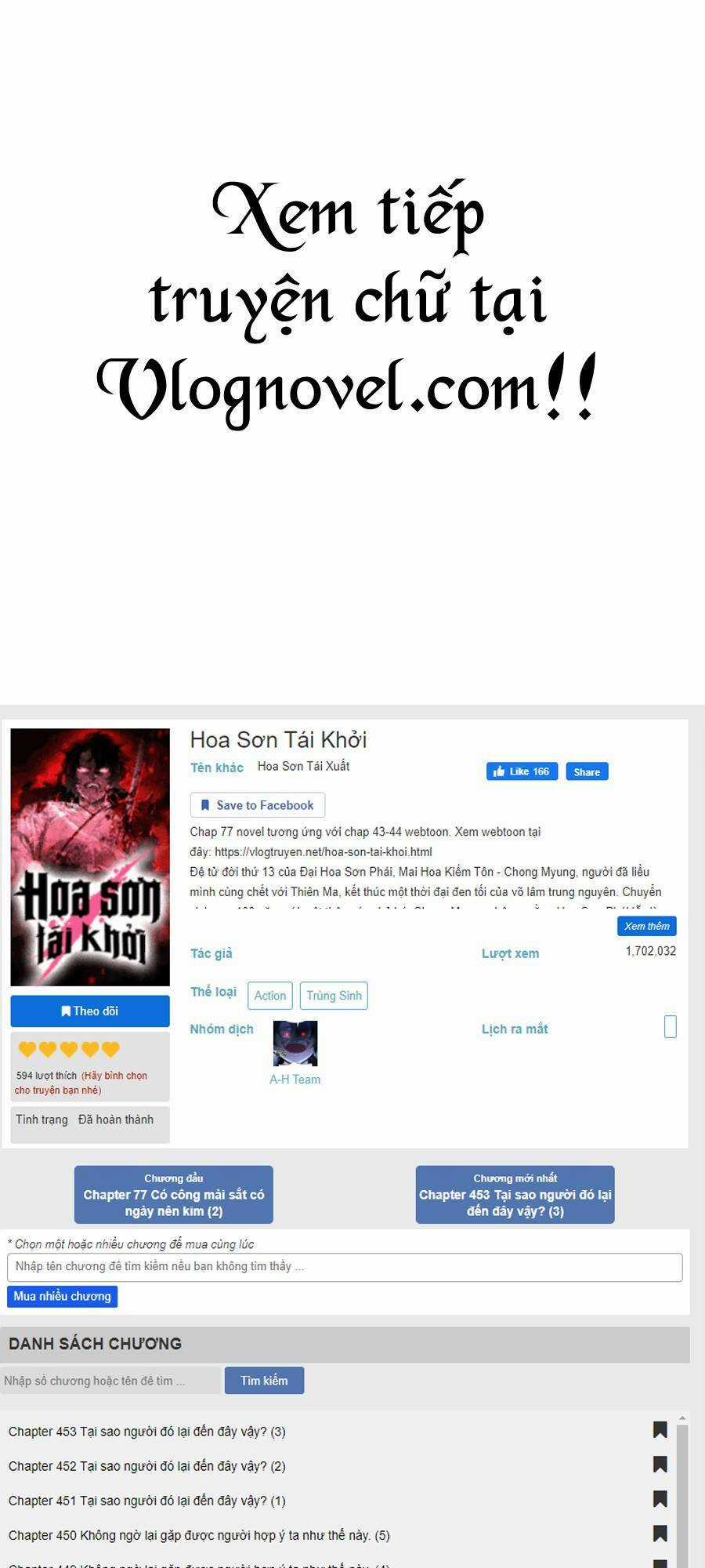 Hoa Sơn Tái Xuất Chapter 62 trang 0