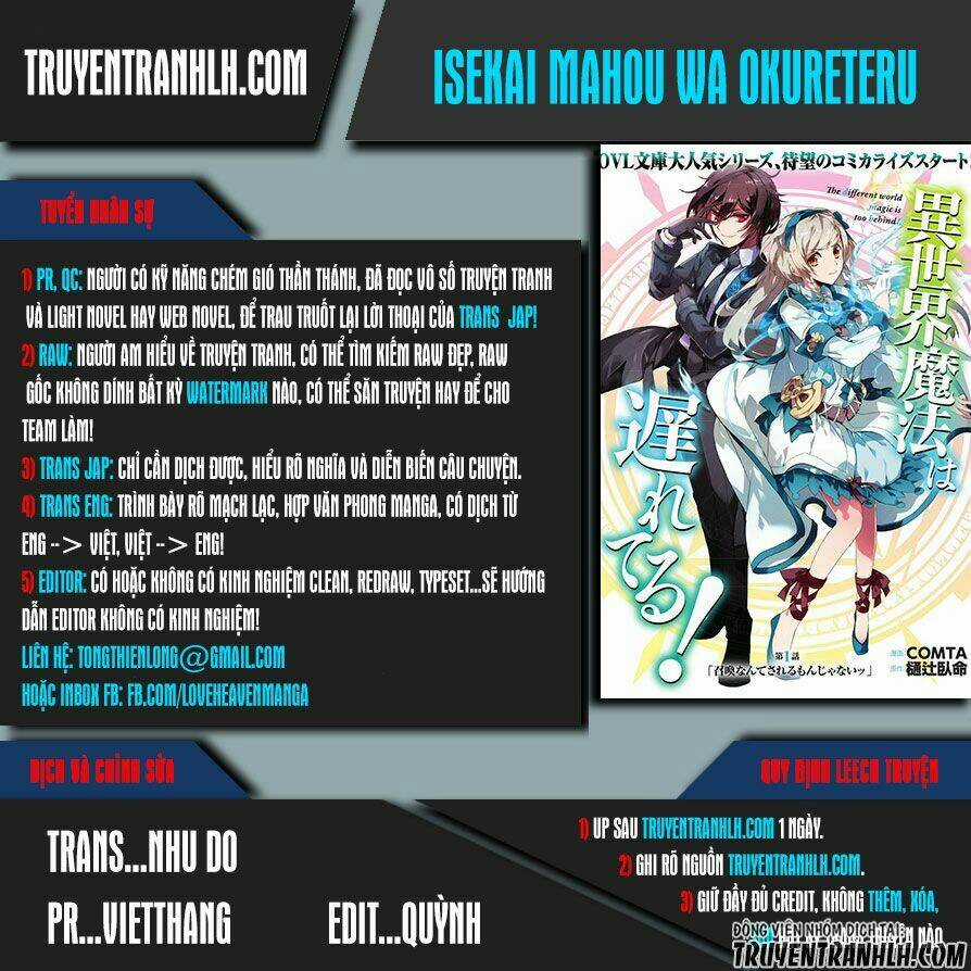 Isekai Mahou Wa Okureteru! Chapter 7 trang 0