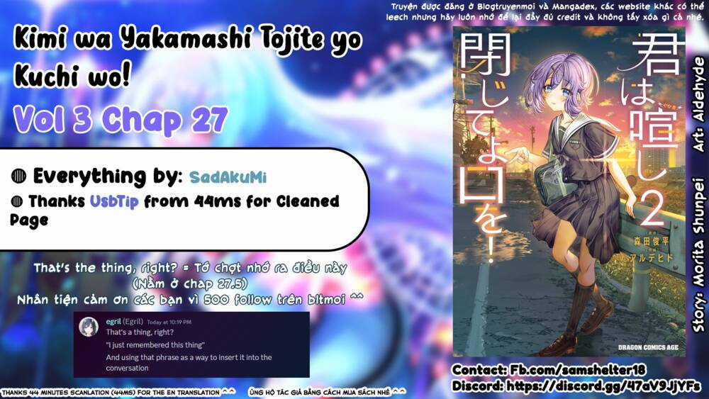 Kimi Wa Yakamashi Tojite Yo Kuchi Wo! Chapter 53 trang 0