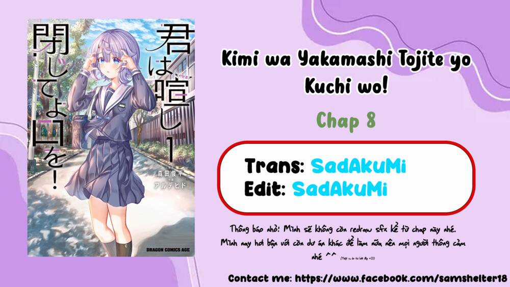 Kimi Wa Yakamashi Tojite Yo Kuchi Wo! Chapter 8 trang 0