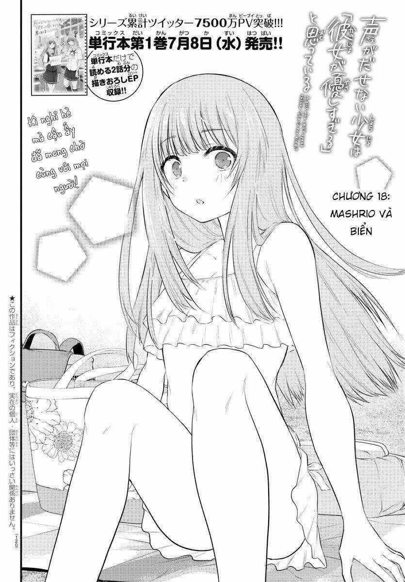Koe Ga Dasenai Shoujo Wa "Kanojo Ga Yasashisugiru" To Omotte Iru Chương 18 trang 2