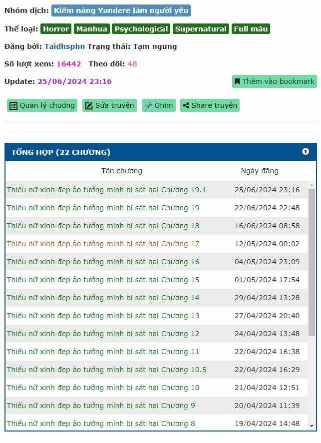 Thiếu nữ xinh đẹp ảo tưởng mình bị sát hại Chapter 20 trang 46