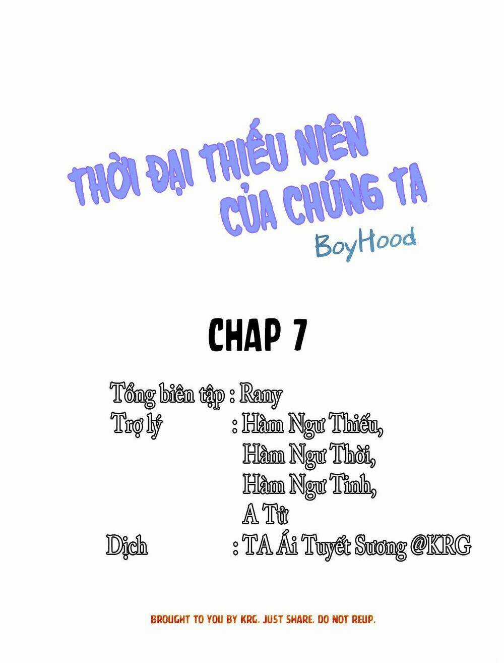 Thời Đại Thiếu Niên Của Chúng Ta Chapter 7 trang 0