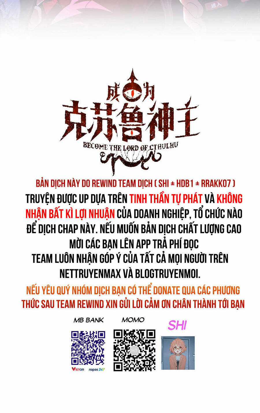 Trở Thành Thần Chủ Cthulhu Chapter 91 trang 1