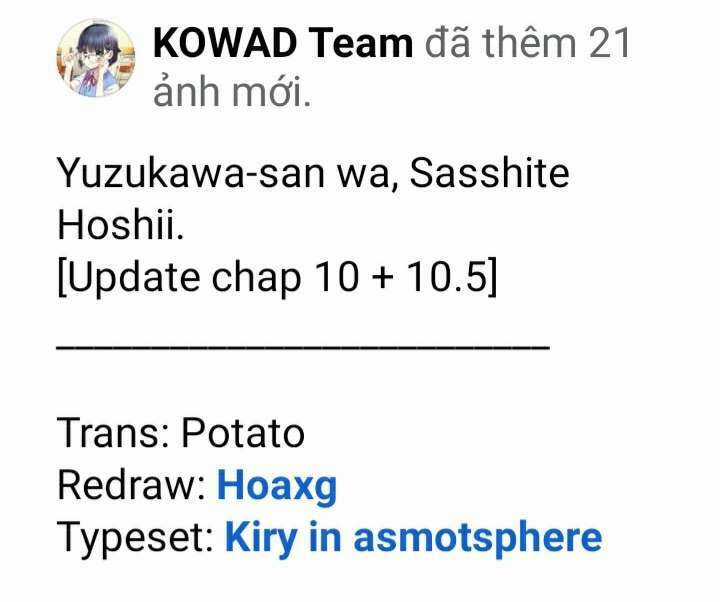 Yuzukawa-San Wa, Sasshite Hoshii Chapter 10 trang 0